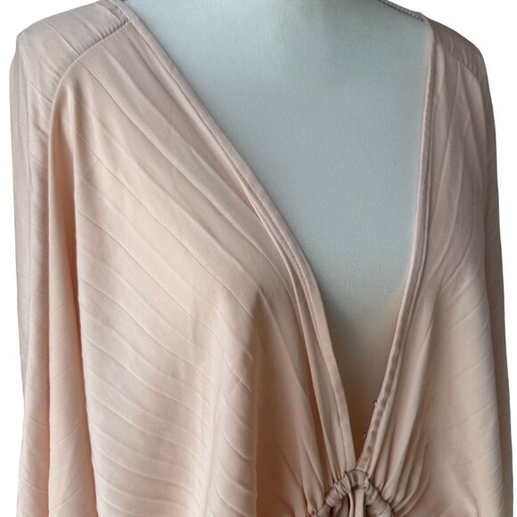 FREE PEOPLE Deep V Peach Gathered Dress Size XS - Picture 4 of 8